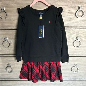 Ralph Lauren Black and Red Girls Dress Size 6 New!